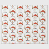 Gepersonaliseerde Schattigee Jongen Kerstmis Rendi Cadeaupapier (Vlak)