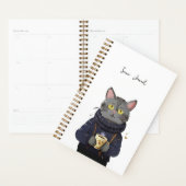 Gepersonaliseerde Schattigee Kat Gezellige Koffie  Planner (Display)