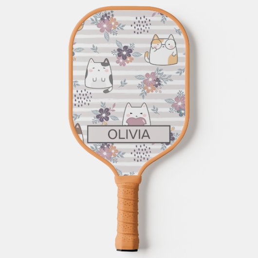 Gepersonaliseerde Schattigee kat, kat Pickleball P Paddle (Achterkant)