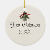 Gepersonaliseerde Schattigee katten eerste kerst O Keramisch Ornament (Achterkant)