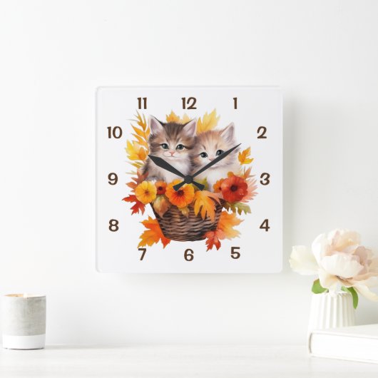 Gepersonaliseerde Schattigee katten in mand Vierkante Klok (Huis)