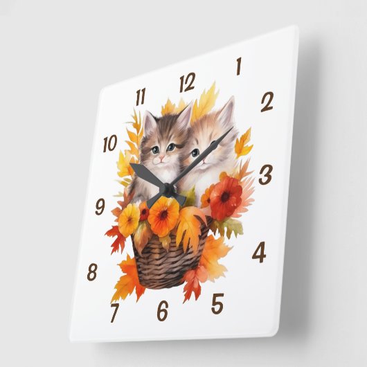 Gepersonaliseerde Schattigee katten in mand Vierkante Klok (Hoek)