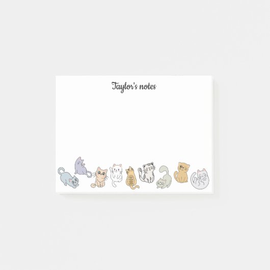 Gepersonaliseerde Schattigee katten Post-it Notes  (Voorkant)