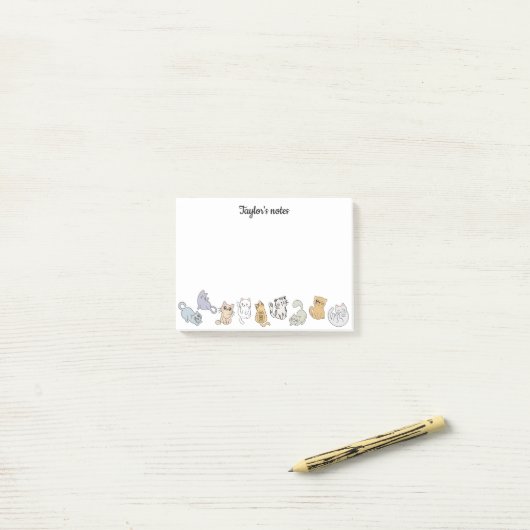 Gepersonaliseerde Schattigee katten Post-it Notes  (Op bureau)