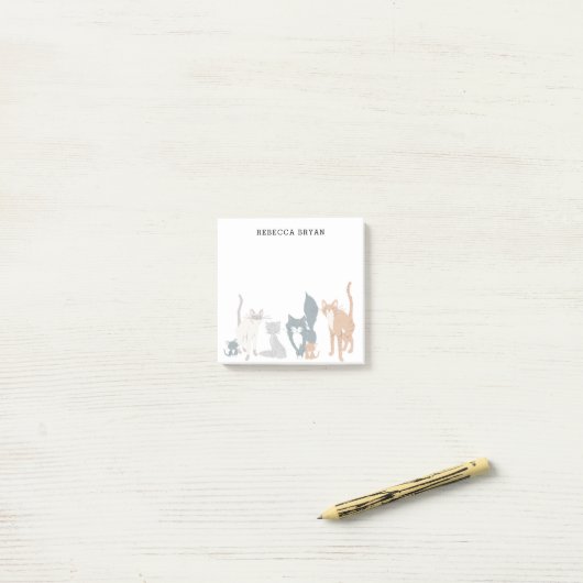 Gepersonaliseerde Schattigee kattenbende Post-it® Notes (Op bureau)