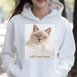 Gepersonaliseerde Schattigee Kattenfoto Grappige V Hoodie