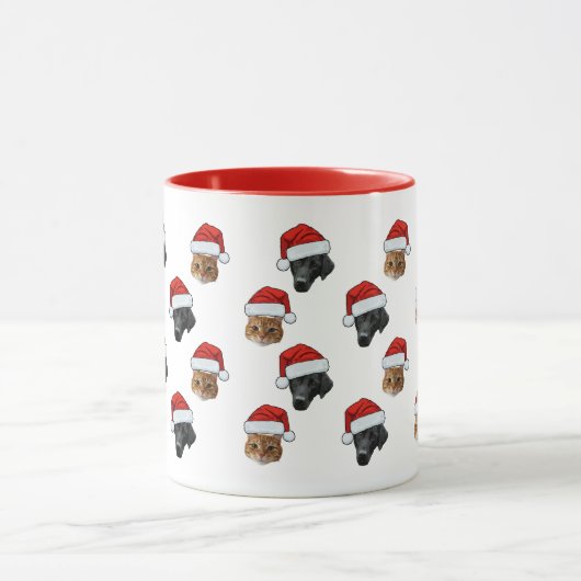 Gepersonaliseerde Schattigee Kattenhond Gezicht 2  Mok (Midden)