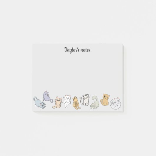 Gepersonaliseerde Schattigee Kattennotities voor K Post-it® Notes (Voorkant)