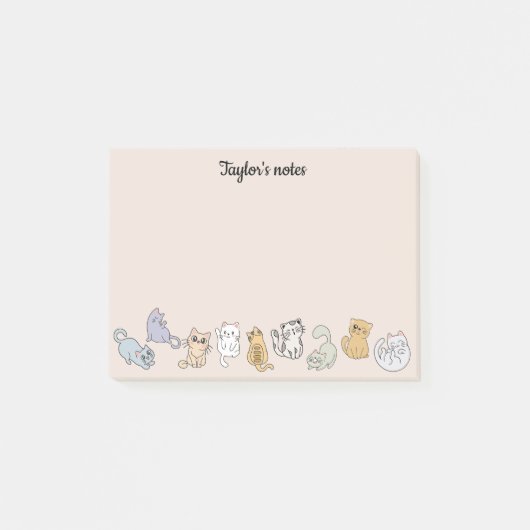 Gepersonaliseerde Schattigee Kattennotities voor K Post-it® Notes (Voorkant)