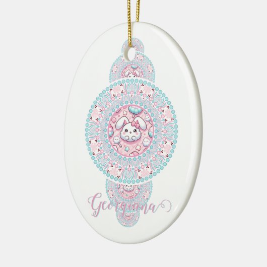 Gepersonaliseerde Schattigee Kawaii Bunny Ornament (Links)