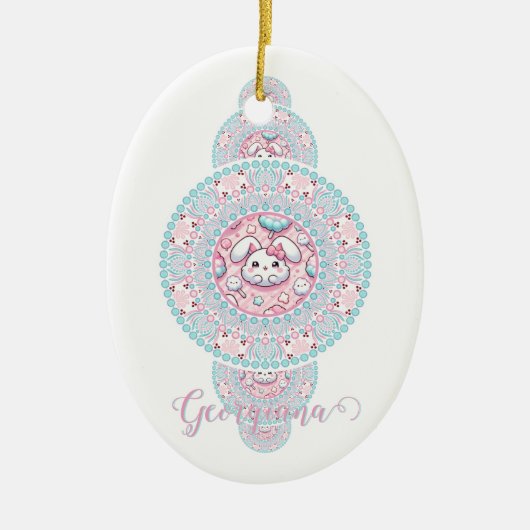 Gepersonaliseerde Schattigee Kawaii Bunny Ornament (Voorkant)