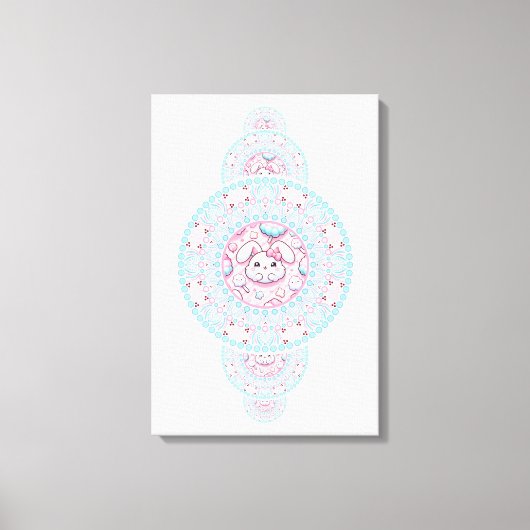 Gepersonaliseerde Schattigee Kawaii Bunny Ornament Canvas Afdruk (Voorkant)