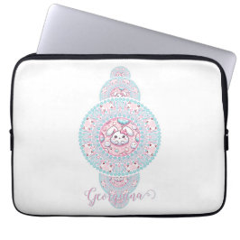 Gepersonaliseerde Schattigee Kawaii Bunny Ornament Laptop Sleeve