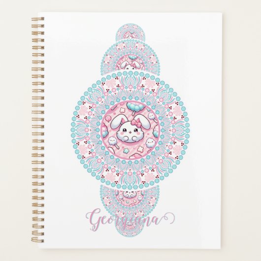 Gepersonaliseerde Schattigee Kawaii Bunny Ornament Planner (Voorkant)