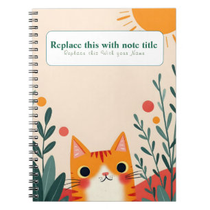 Gepersonaliseerde Schattigee Kawaii Cat Notitieboe Notitieboek