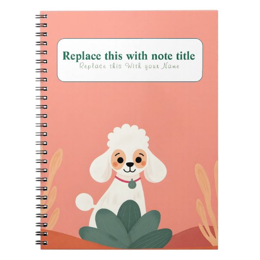 Gepersonaliseerde Schattigee Kawaii Dog Notitieboe Notitieboek (Voorkant)