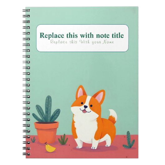 Gepersonaliseerde Schattigee Kawaii Dog Notitieboe Notitieboek (Voorkant)