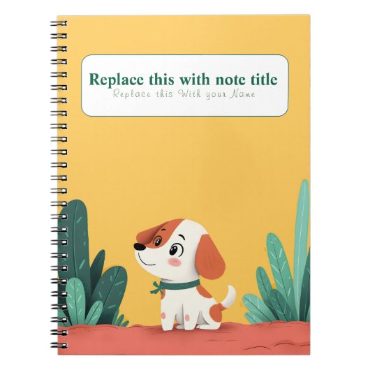 Gepersonaliseerde Schattigee Kawaii Dog Notitieboe Notitieboek (Voorkant)