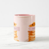 Gepersonaliseerde Schattigee Kawaii Pannenkoekenst Tweekleurige Koffiemok (Center)