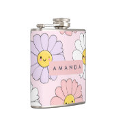 Gepersonaliseerde Schattigee Kawaii Pastel Daisy F Heupfles (Rechts)