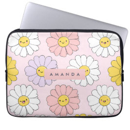 Gepersonaliseerde Schattigee Kawaii Pastel Daisy F Laptop Sleeve