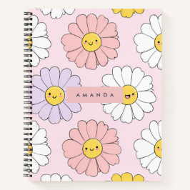 Gepersonaliseerde Schattigee Kawaii Pastel Daisy F Notitieboek