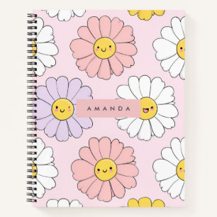 Gepersonaliseerde Schattigee Kawaii Pastel Daisy F Notitieboek