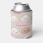 Gepersonaliseerde Schattigee kawaii pastel lachend Blikjeskoeler (Blikje Achterkant)