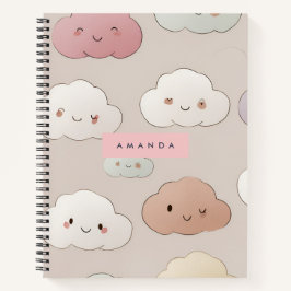 Gepersonaliseerde Schattigee kawaii pastel lachend Notitieboek