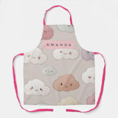 Gepersonaliseerde Schattigee kawaii pastel lachend Schort (Voorkant)