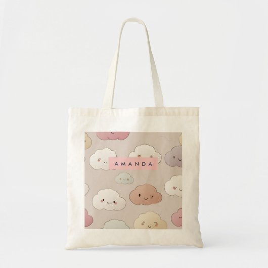 Gepersonaliseerde Schattigee kawaii pastel lachend Tote Bag (Voorkant)