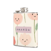 Gepersonaliseerde Schattigee Kawaii Pastel Smiling Heupfles (Links)