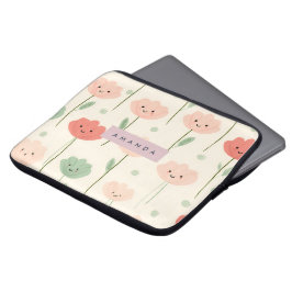 Gepersonaliseerde Schattigee Kawaii Pastel Smiling Laptop Sleeve