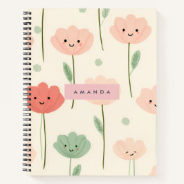 Gepersonaliseerde Schattigee Kawaii Pastel Smiling Notitieboek