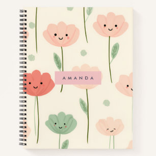 Gepersonaliseerde Schattigee Kawaii Pastel Smiling Notitieboek