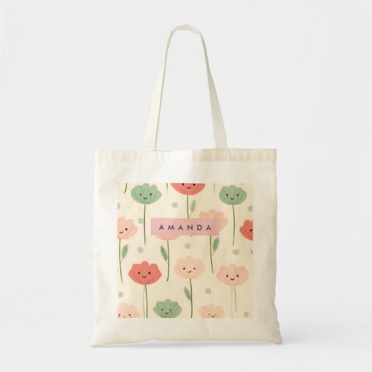 Gepersonaliseerde Schattigee Kawaii Pastel Smiling Tote Bag (Voorkant)