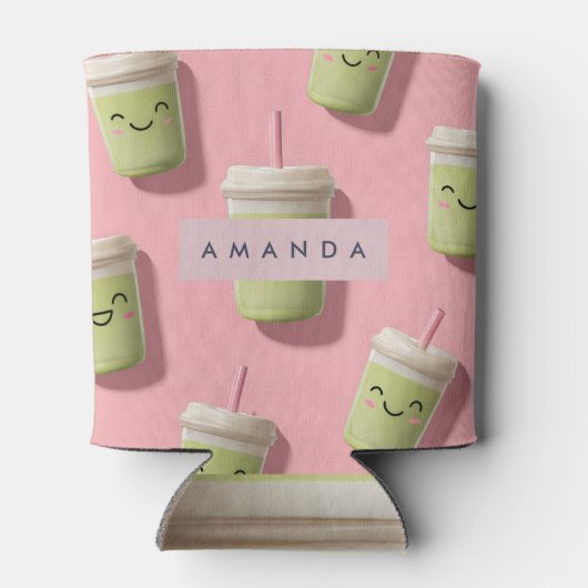 Gepersonaliseerde Schattigee Kawaii Pastel Smoothi Blikjeskoeler (Achterkant)
