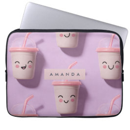 Gepersonaliseerde Schattigee Kawaii Pastel Smoothi Laptop Sleeve