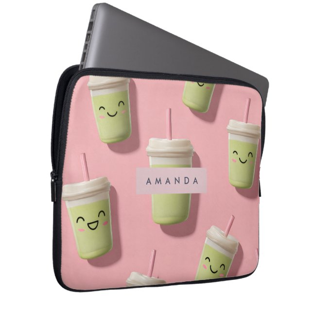 Gepersonaliseerde Schattigee Kawaii Pastel Smoothi Laptop Sleeve (Voorkant Rechts)