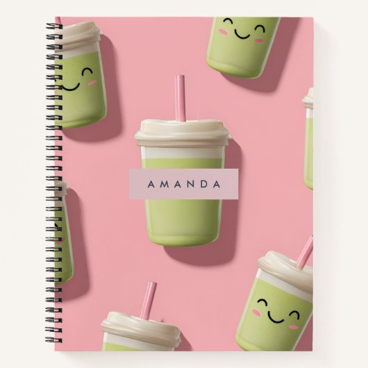 Gepersonaliseerde Schattigee Kawaii Pastel Smoothi Notitieboek (Voorkant)