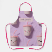 Gepersonaliseerde Schattigee Kawaii Pastel Smoothi Schort (Voorkant)