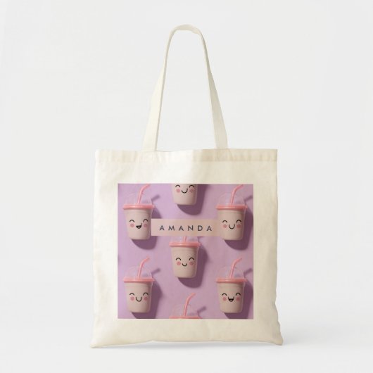 Gepersonaliseerde Schattigee Kawaii Pastel Smoothi Tote Bag (Voorkant)