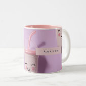 Gepersonaliseerde Schattigee Kawaii Pastel Smoothi Tweekleurige Koffiemok (Voorkant rechts)