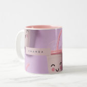 Gepersonaliseerde Schattigee Kawaii Pastel Smoothi Tweekleurige Koffiemok (Voorkant links)
