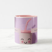 Gepersonaliseerde Schattigee Kawaii Pastel Smoothi Tweekleurige Koffiemok (Center)