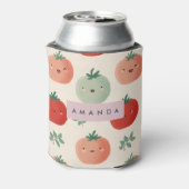 Gepersonaliseerde Schattigee Kawaii Pastel Tomaat  Blikjeskoeler (Blikje Achterkant)