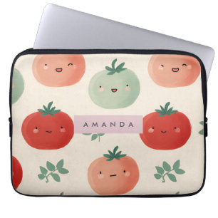 Gepersonaliseerde Schattigee Kawaii Pastel Tomaat  Laptop Sleeve