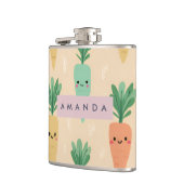 Gepersonaliseerde Schattigee Kawaii Pastel Wortel  Heupfles (Links)