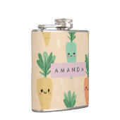 Gepersonaliseerde Schattigee Kawaii Pastel Wortel  Heupfles (Rechts)