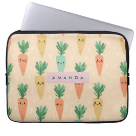Gepersonaliseerde Schattigee Kawaii Pastel Wortel  Laptop Sleeve